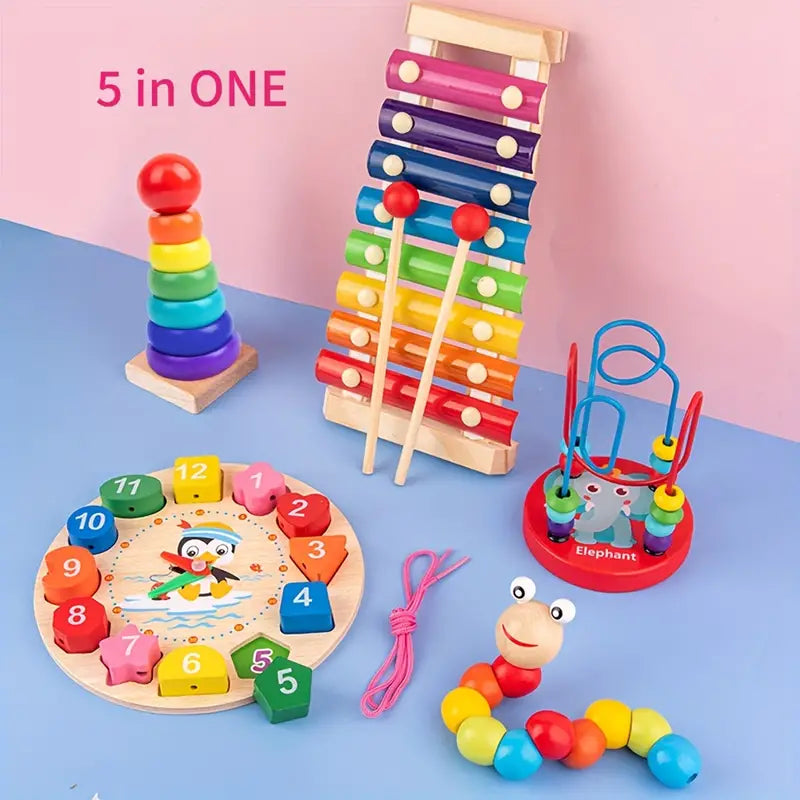 5 In 1 Wooden Montessori Toys Set