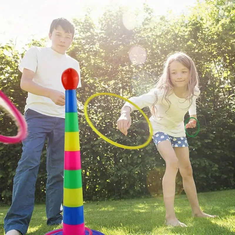 Colorful Plastic Ring Toss Game Set Outdoor Fun for All Ages