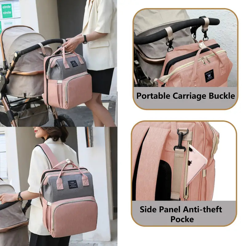 Multifunctional Diaper Bag Backpack with Changing Station and Sunshade