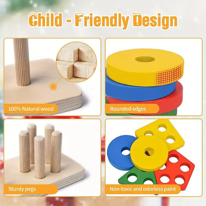 Wooden Montessori Sorting Blocks