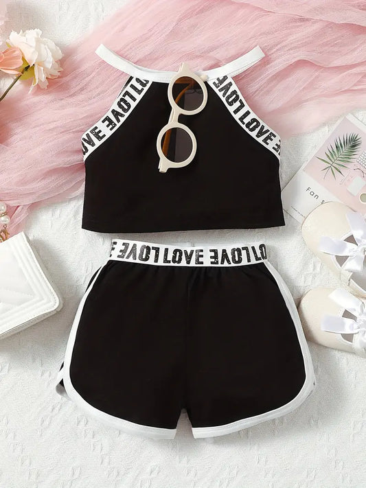 Adorable Baby Girl Cotton Halter Top & Shorts Set