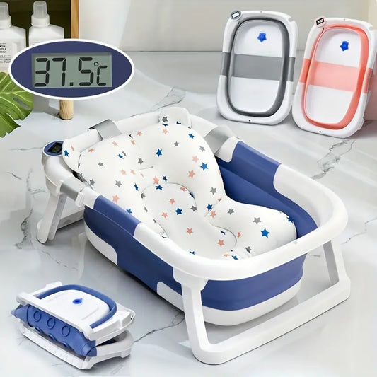 Foldable Silicone Baby Bathtub with Real-Time Temperature Display