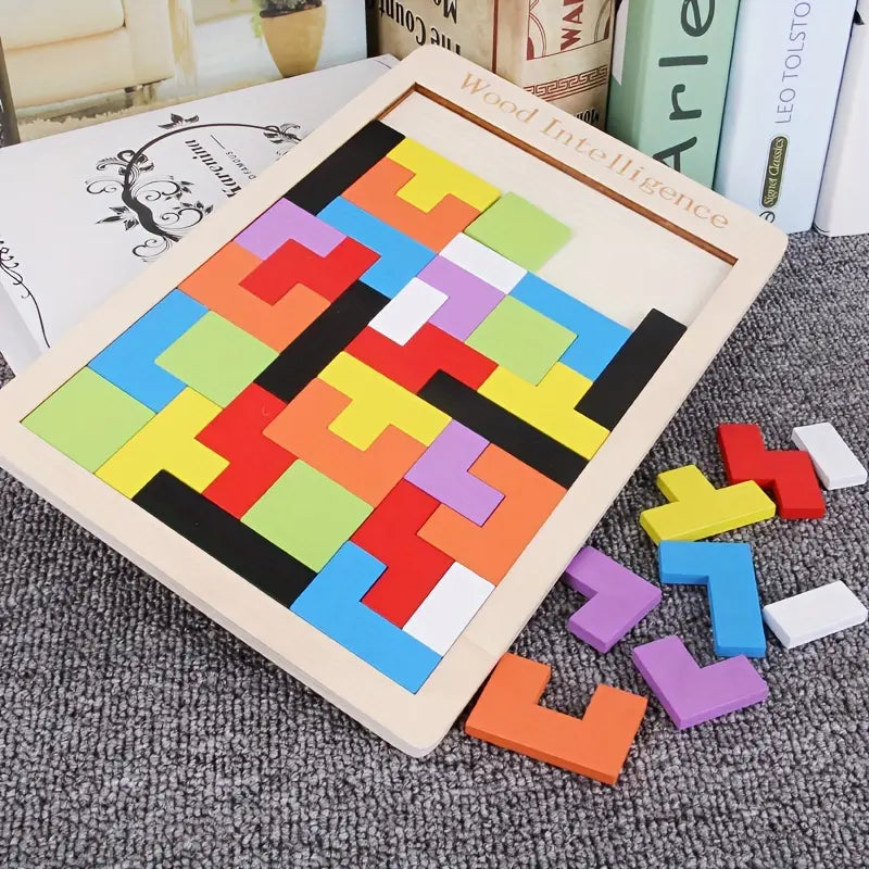 Colorful 3D Wooden Blocks Puzzle Brain Teaser